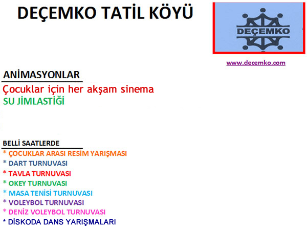 Tatil köyü aktivite planımız